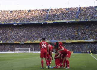 Festejo gol Independiente Boca Bombonera