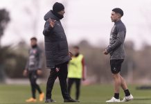 Vaccari y Santiago Montiel entrenamiento