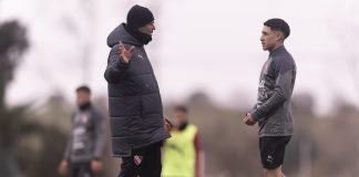 Vaccari y Santiago Montiel entrenamiento