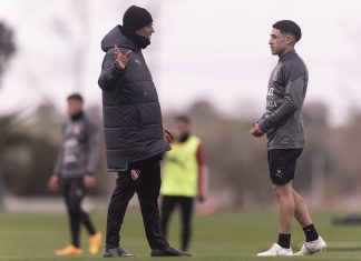 Vaccari y Santiago Montiel entrenamiento