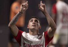 Montiel, pieza clave en el ataque montiel-festejo-gol-independiente-deportivo-riestra