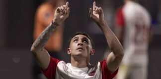 Montiel, pieza clave en el ataque montiel-festejo-gol-independiente-deportivo-riestra