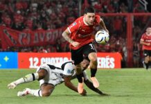 Montiel, volvió a sumar minutos tras la lesión montiel-independiente-central-cordoba-apertura-2026